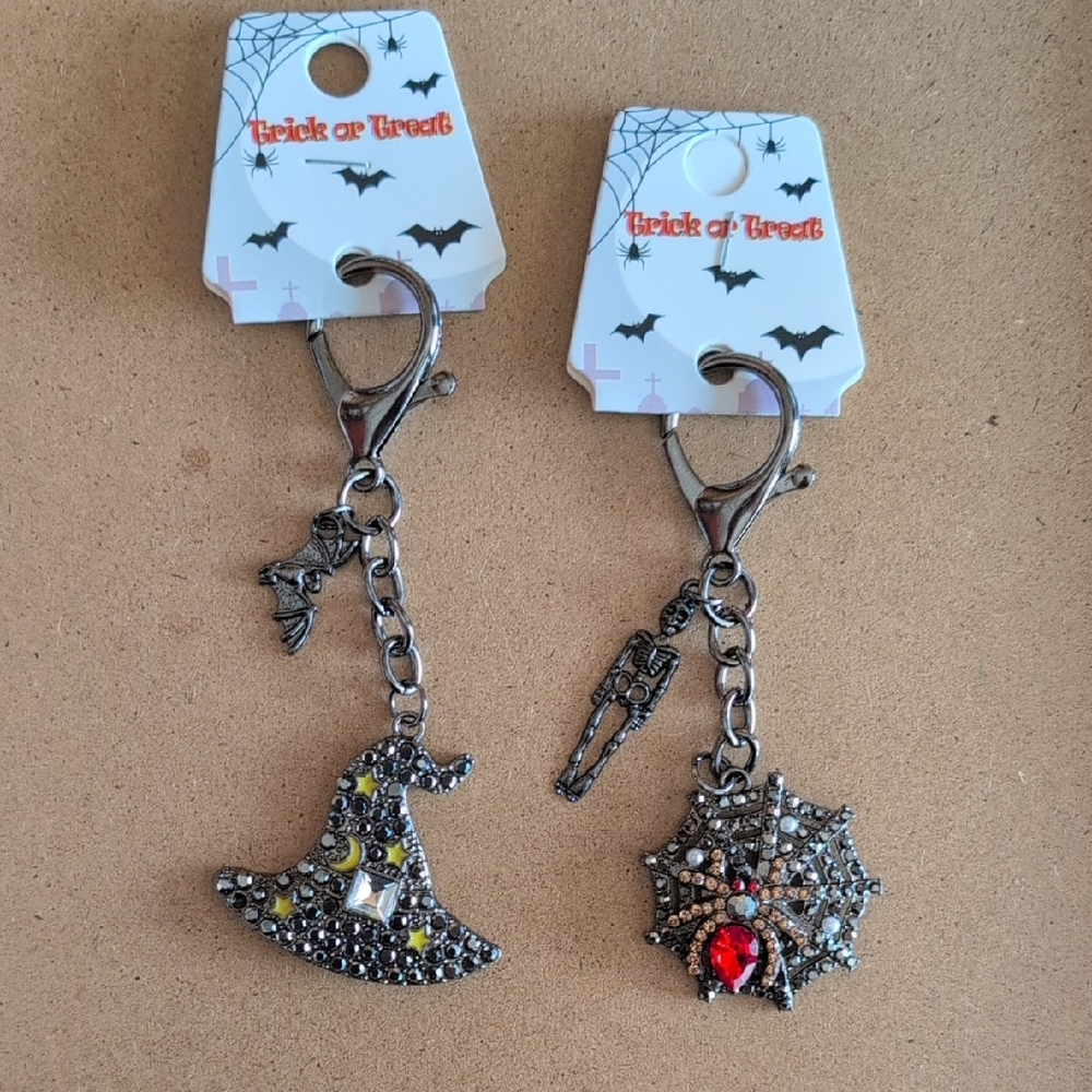 Halloween Charm Keychain Set - Silver and Red